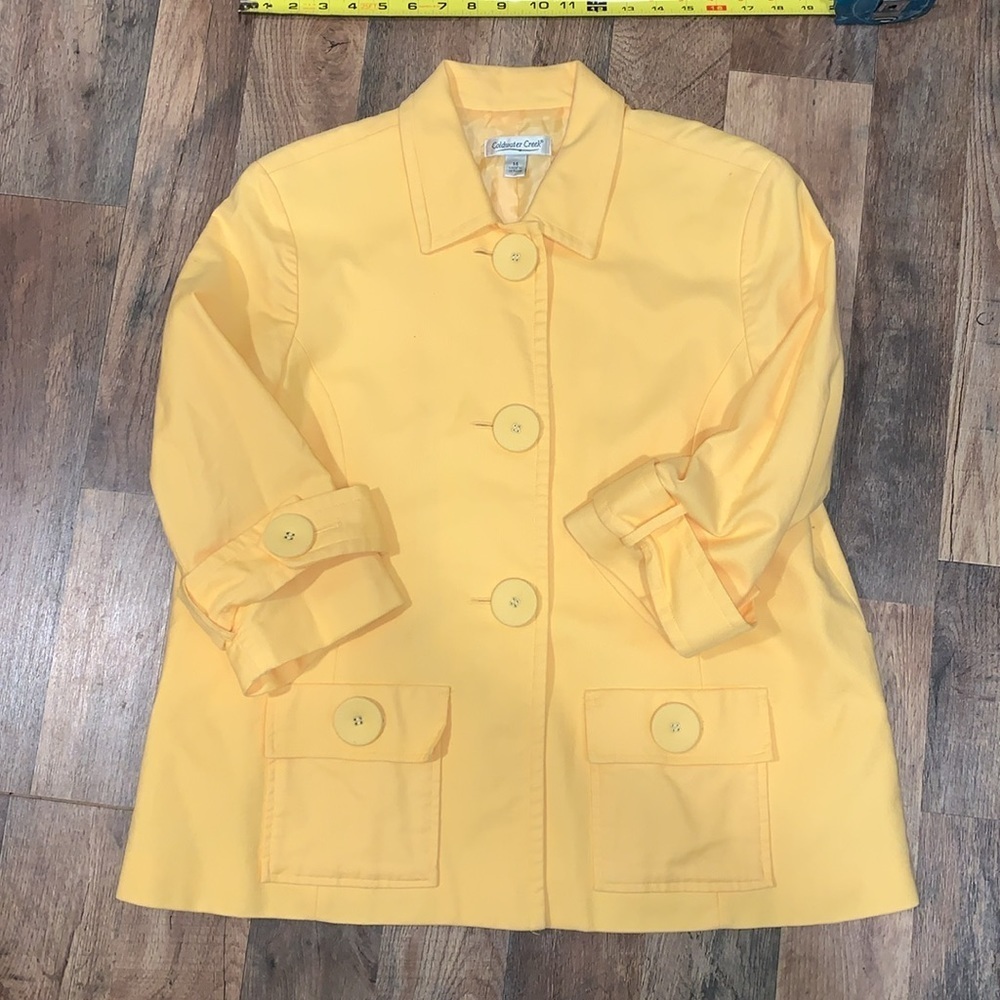 Coldwater Creek Yellow Blazer. 3/4 sleeves. Fully lined. Large buttons.